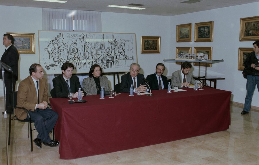 Reportaje fotográfico de la rueda de prensa y posterior acto institucional de colocación de la primera piedra de la Biblioteca Regional de Murcia